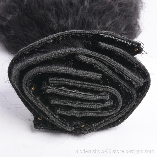 Yaki Straight Styles Double Hair Weft Human Hair Clip in Hair Extensions